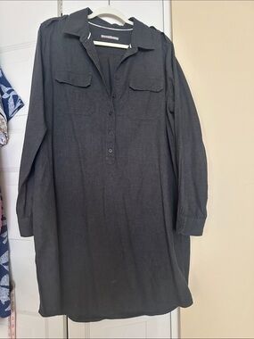 GAP Long Sleeve Black Button-Front Shirt Dress